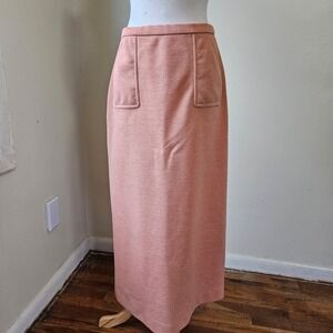 Vintage 70s Dalton Peach Textured Knit Skirt Suit Set Blazer Pants 3Pc Size 14/L